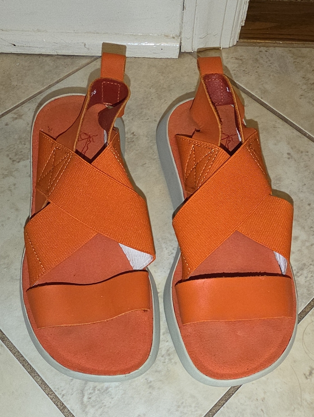 FLY Orange Wedge Sandals, Size 36